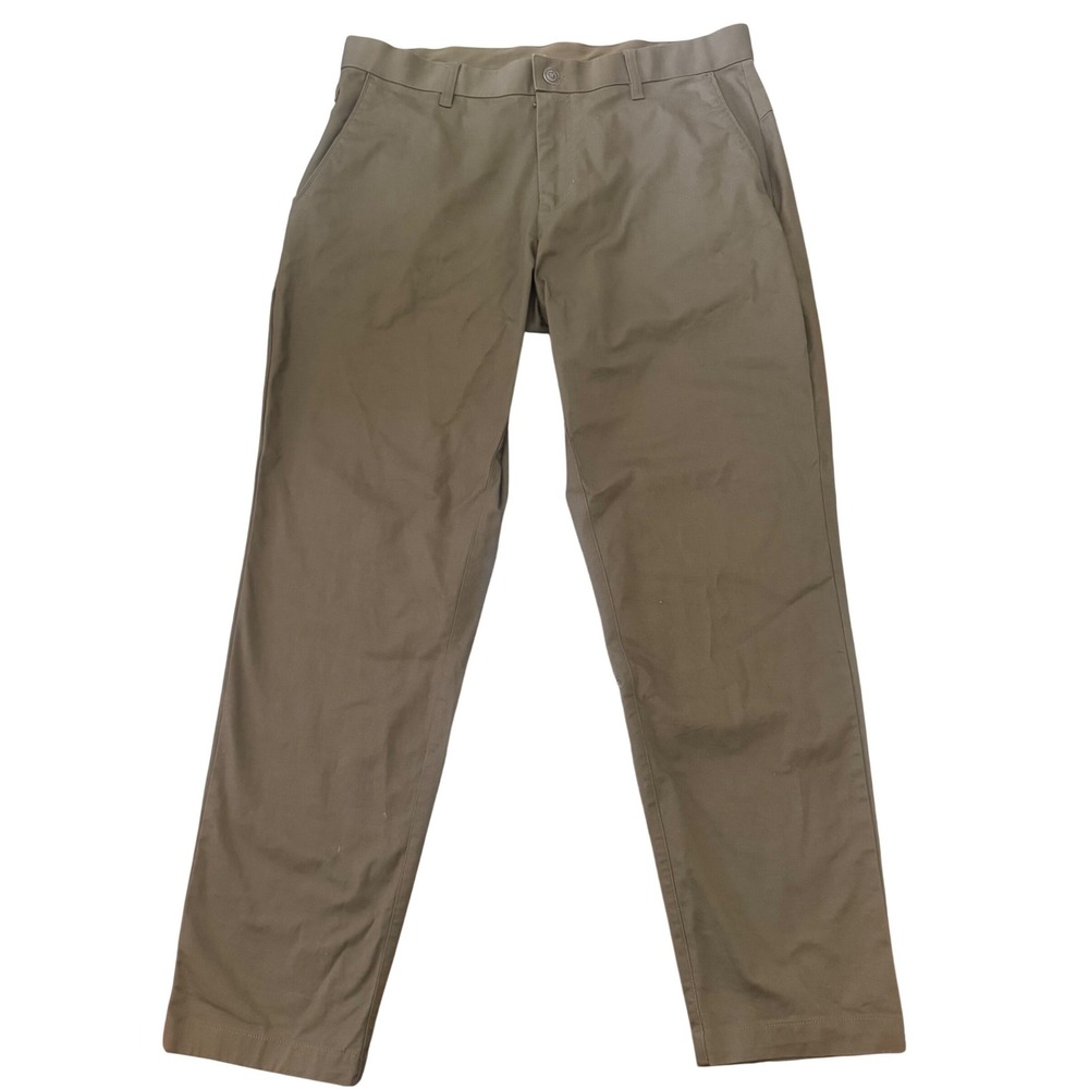 Fabletics Mens Khaki Chino Pants Stretch Comfort Flat Front Size 33x32